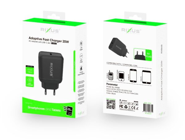 RIXUS RX86B Power Adapter snellader 25W - Afbeelding 3