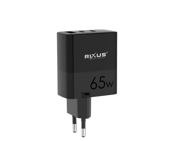 Rixus RX105 Power Adapter Snellader 65W 2x USB-C & 1x USB-A Zwart