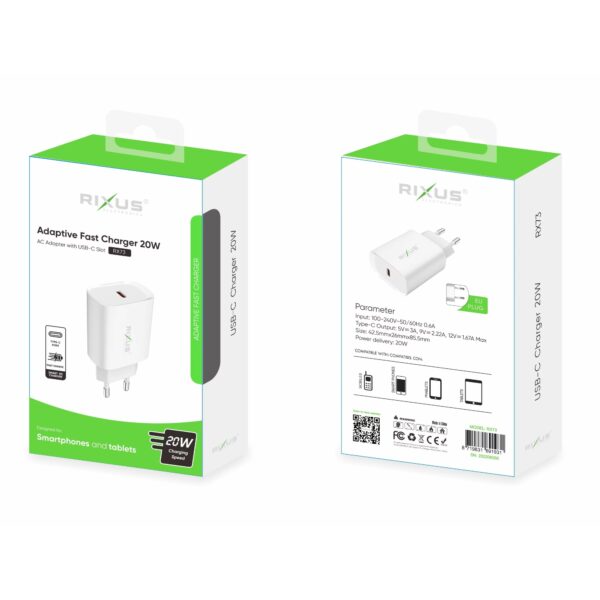 Rixus RX73 Power Adapter Snellader 20W - Afbeelding 3