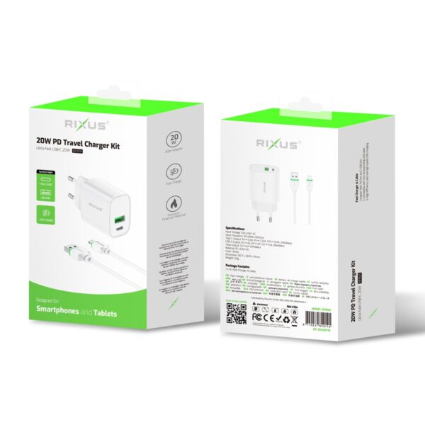 Rixus RX90A Snellader Compleet 18W/20W Lightning for iPhone - Afbeelding 3
