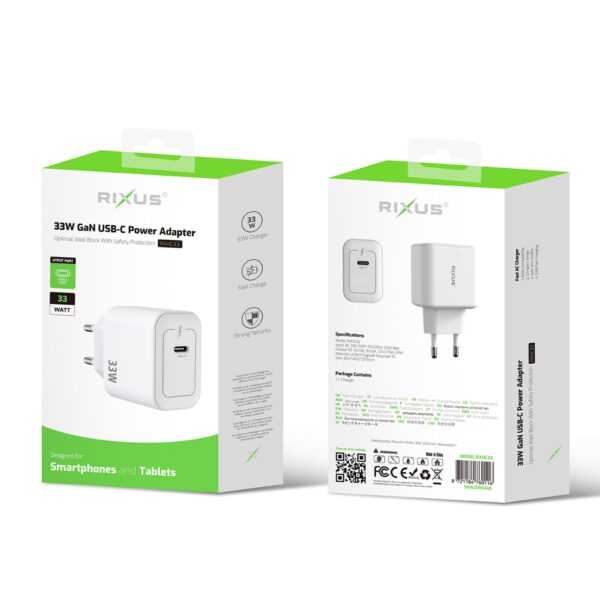 Rixus RXHC33 33W GaN Power Adapter snellader USB-C - Afbeelding 3