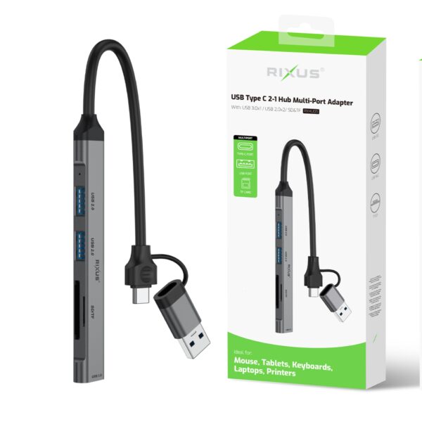 Rixus RXHU05 USB-A en USB-C 2 in 1 HUB Multi-port Adapter - Afbeelding 5