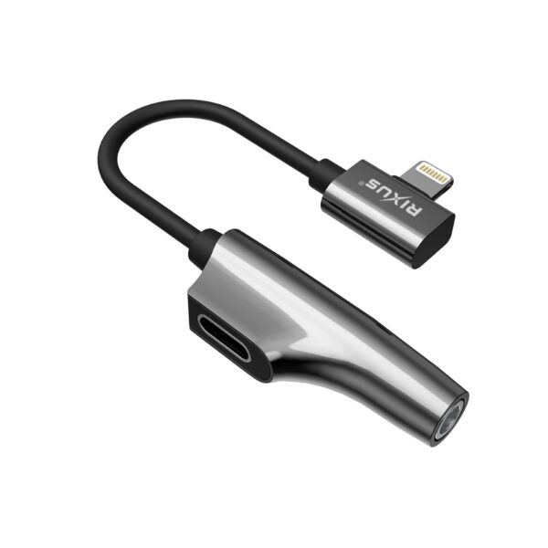Rixus RXL07 Lightning + 3.5mm Jack Adapter Zwart - Afbeelding 2