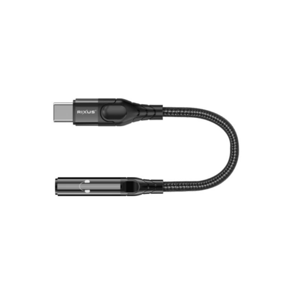 Rixus RXMU36C 3.5mm Headphone Jack to USB-C Adapter Zwart