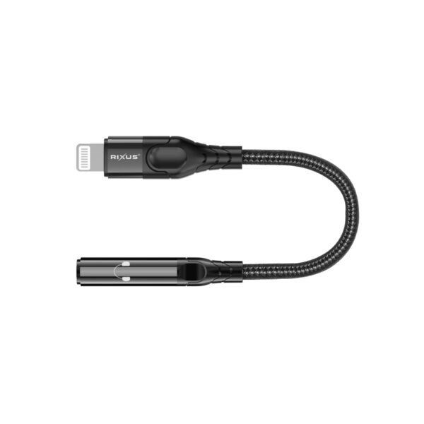 Rixus RXMU36L 3.5mm Headphone Jack to Lightning Adapter Zwart