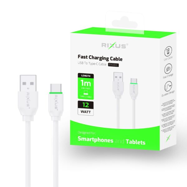 Rixus RXU82C Datakabel USB-A to USB-C 1 meter Wit - Afbeelding 2