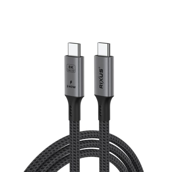 Rixus RXUC04 Datakabel USB-C to USB-C 2.0 100w 1 meter Zwart - Afbeelding 2