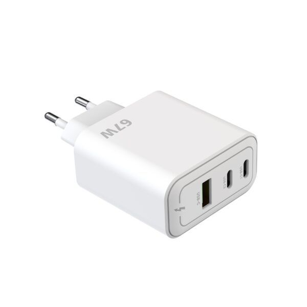Rixus RXHC67 67W GaN Power Adapter Snellader 2x USB-C & 1x USB-A - Afbeelding 3
