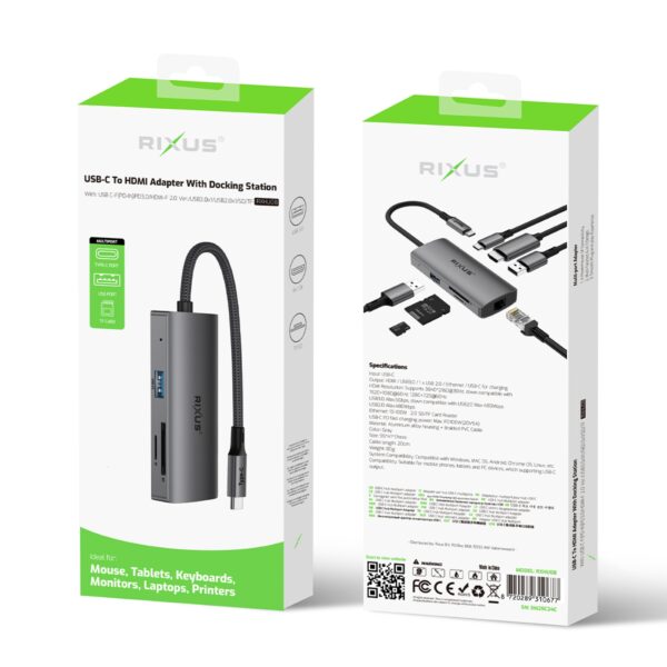 Rixus RXHU08 USB-C to Ethernet Adapter - Afbeelding 4