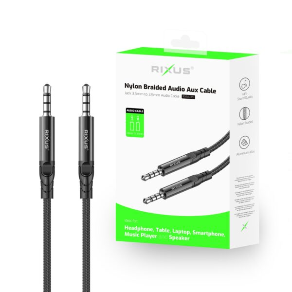 Rixus RXMU35 3.5mm AUX-kabel 120cm zwart - Afbeelding 3