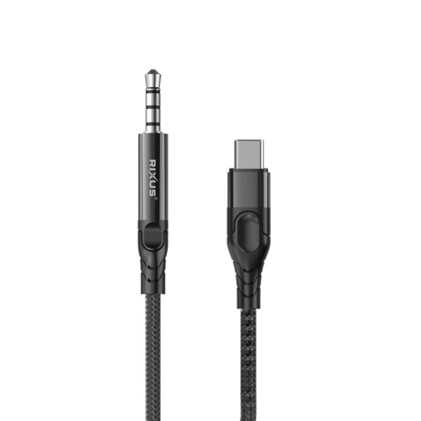 Rixus RXMU35C 3.5mm AUX-kabel to USB-C  120cm Zwart