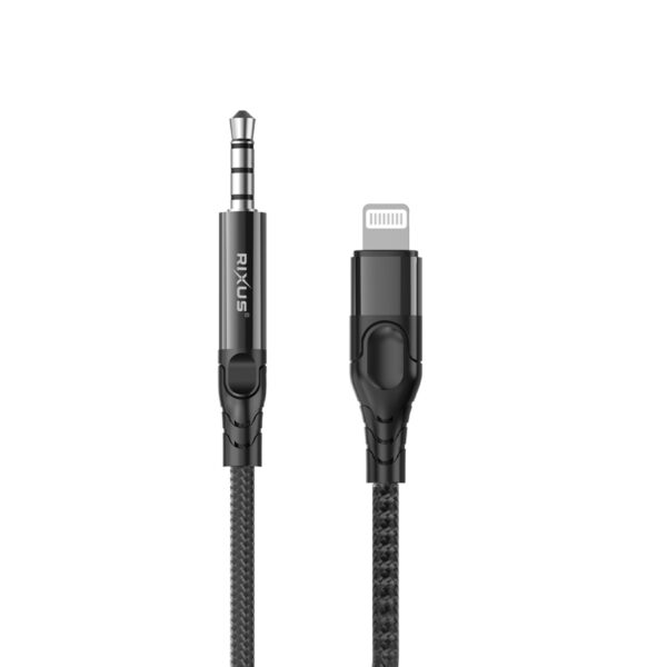 Rixus RXMU35L 3.5mm AUX-kabel to Lightning 120cm Zwart